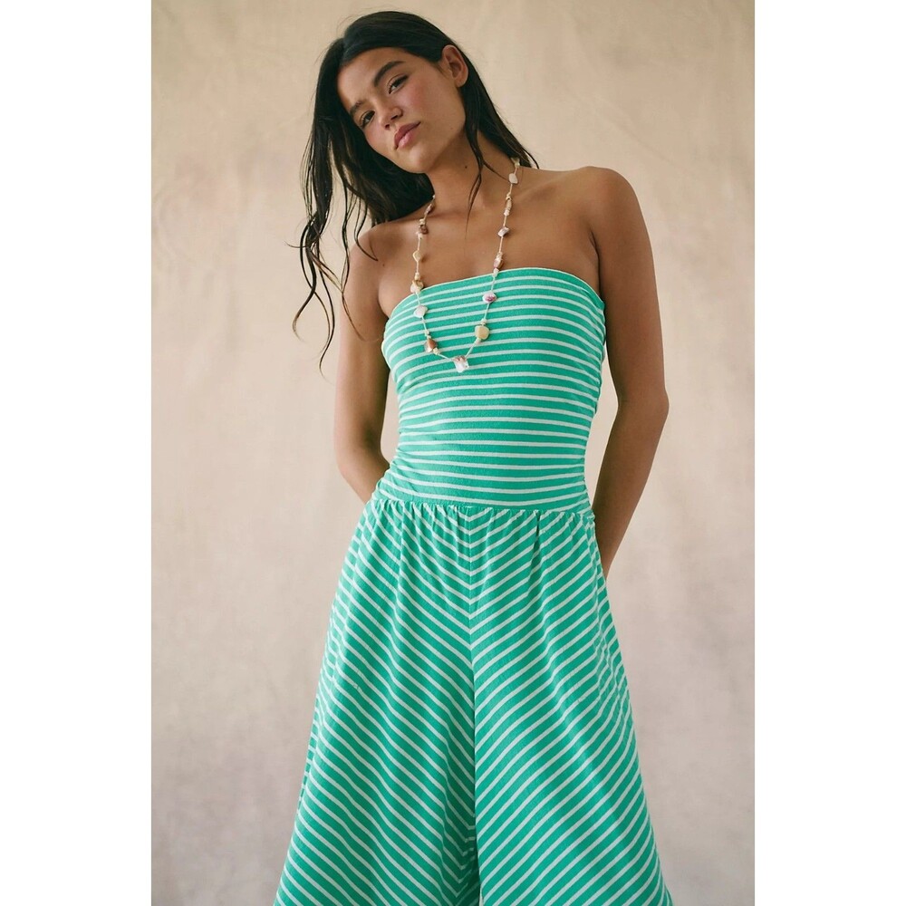 Free People Free-est Daley One-Piece Strip Tube Jumpsuit Dress Smocked XS 289832